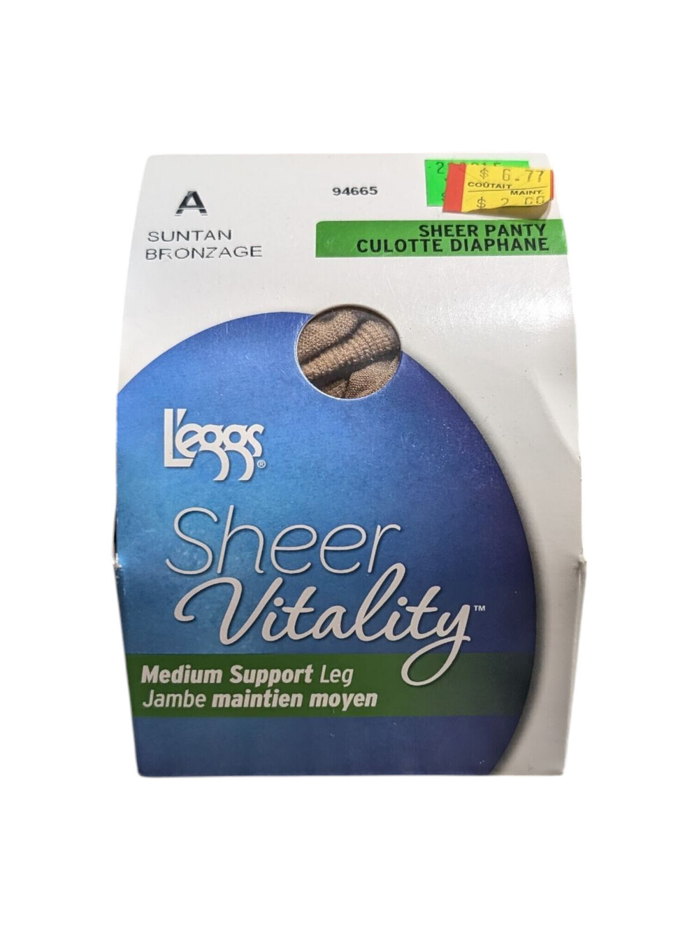 Leggs Sheer Vitality Pantyhose Size A Suntan 94665 Medium NIB